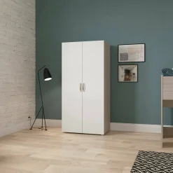 Guardaroba 2 ante Barge, 79x52 h166 cm, Rovere e Bianco opaco<Dmora Best Sale