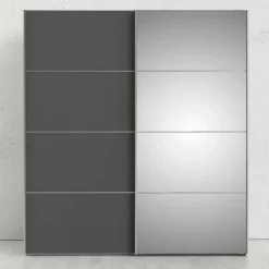 Guardaroba 2 ante Cerreto, 182x64 h202 cm, Bianco e Grigio<Dmora Sale