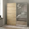 Guardaroba 2 ante Cerreto, 64x182 h202 cm, Bianco e Quercia<Dmora Discount