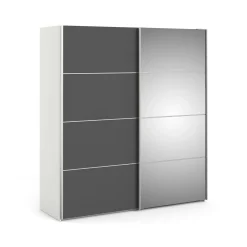Guardaroba 2 ante Cerreto, 182x64 h202 cm, Bianco e Grigio<Dmora Sale