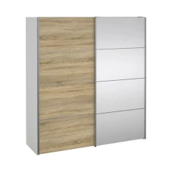 Guardaroba 2 ante Cerreto, 64x182 h202 cm, Bianco e Quercia<Dmora Discount