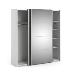 Guardaroba 2 ante Cerreto, 182x64 h202 cm, Bianco e Grigio<Dmora Sale