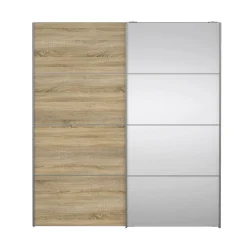 Guardaroba 2 ante Cerreto, 64x182 h202 cm, Bianco e Quercia<Dmora Discount