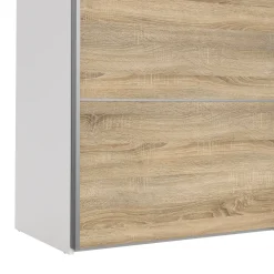 Guardaroba 2 ante Cerreto, 64x182 h202 cm, Bianco e Quercia<Dmora Discount