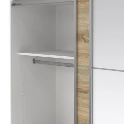 Guardaroba 2 ante Cerreto, 64x182 h202 cm, Bianco e Quercia<Dmora Discount