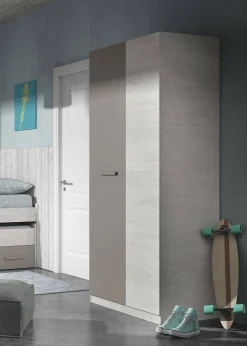 Guardaroba 2 ante Daabec, 90x52h200 cm, Bianco e Marrone<Dmora Cheap