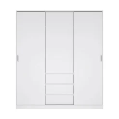 Guardaroba 3 ante Delphine, Mobile camera da letto, Cabina armadio portabiti, Armadio appendiabiti, 60x177 h200 cm, Bianco<Dmora Store