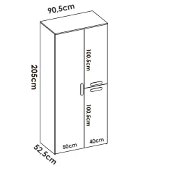 Guardaroba 3 ante Dfleetwoo, 90x53 h202 cm,<Dmora Best