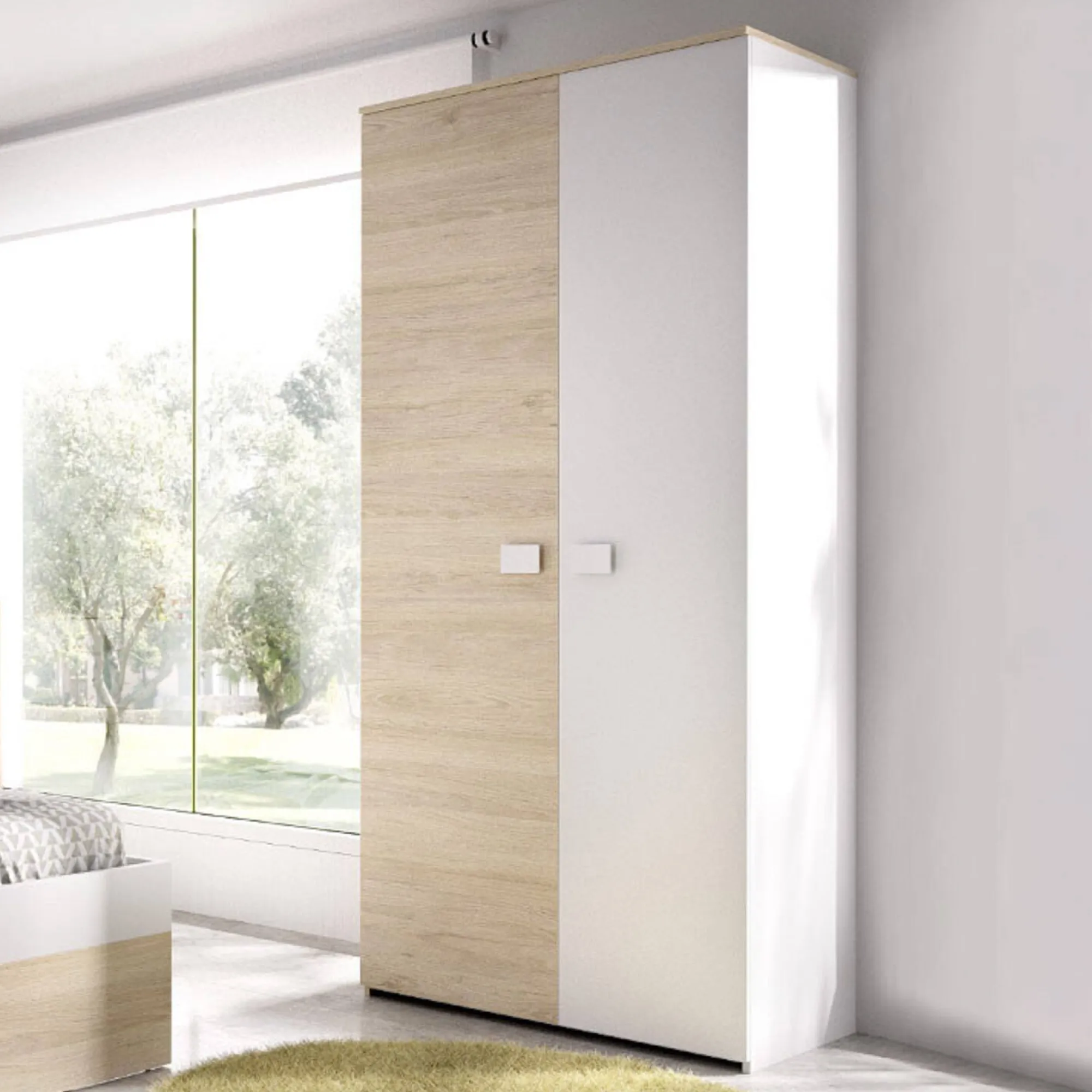 Guardaroba 2 ante Dfreule, 90x52h205 cm, Rovere e Bianco<Dmora Best