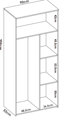 Guardaroba 2 ante Dfreule, 90x52h205 cm, Rovere e Bianco<Dmora Best