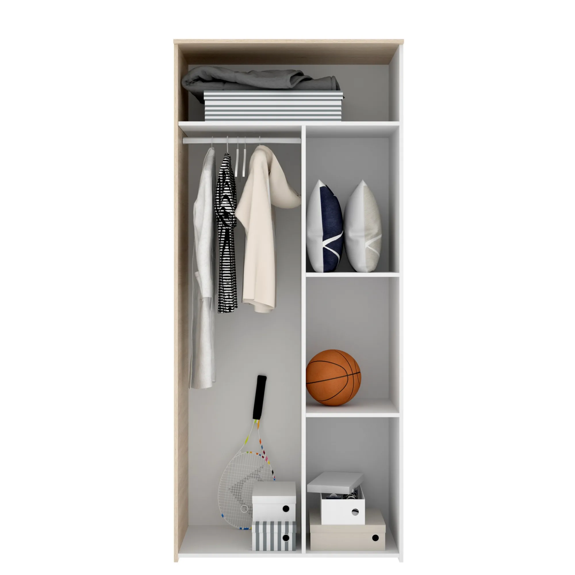 Guardaroba 2 ante Dfreule, 90x52h205 cm, Rovere e Bianco<Dmora Best