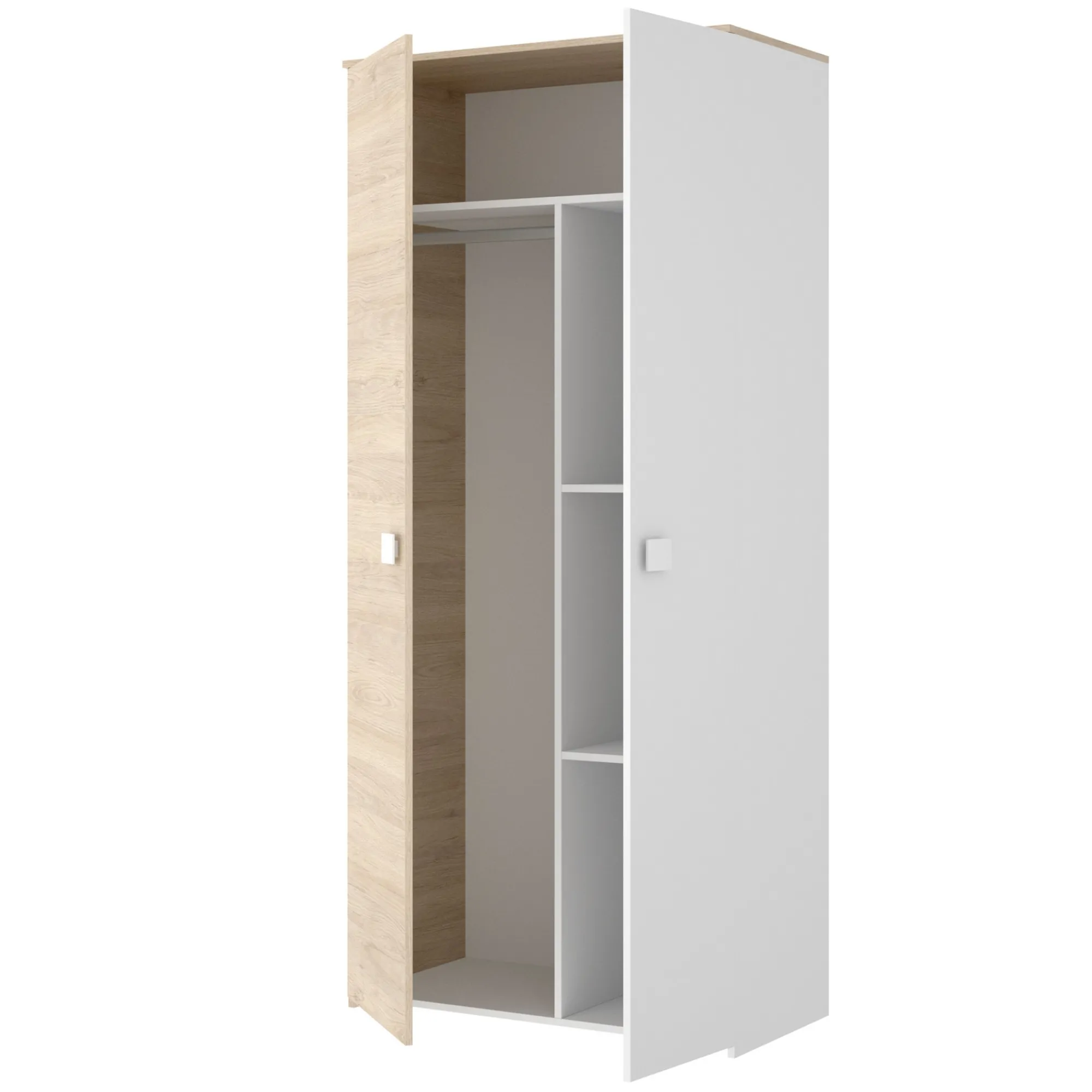 Guardaroba 2 ante Dfreule, 90x52h205 cm, Rovere e Bianco<Dmora Best
