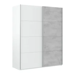Guardaroba 2 ante Dmace, 150x60h200 cm, Bianco e Cemento<Dmora Shop