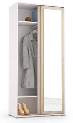Guardaroba 2 ante Dmontic, 90x45h195 cm, Rovere e Bianco<Dmora Clearance