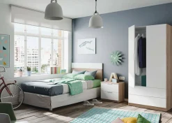 Guardaroba 2 ante Donan, 82x52h180 cm, Bianco e Rovere<Dmora Online