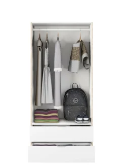 Guardaroba 2 ante Donan, 82x52h180 cm, Bianco e Rovere<Dmora Online