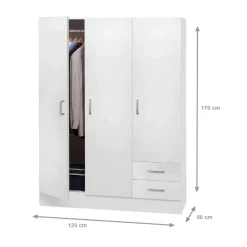 Guardaroba 3 ante Dpavese, 120x50h170 cm,<Dmora Shop