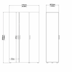 Guardaroba 3 ante Drivier, 50x118 h201 cm,<Dmora Outlet