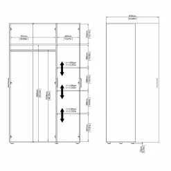 Guardaroba 3 ante Drivier, 50x118 h201 cm,<Dmora Outlet