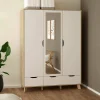 Guardaroba 2 ante Dscalis, 58x147 h201 cm, Rovere e Bianco<Dmora Sale