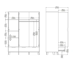 Guardaroba 2 ante Dscalis, 58x147 h201 cm, Rovere e Bianco<Dmora Sale