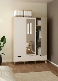 Guardaroba 2 ante Dscalis, 58x147 h201 cm, Rovere e Bianco<Dmora Sale