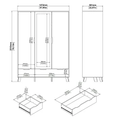 Guardaroba 2 ante Dscalis, 58x147 h201 cm, Rovere e Bianco<Dmora Sale