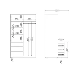 Guardaroba 2 ante Dscalvin, 60x119 h200 cm,<Dmora Hot