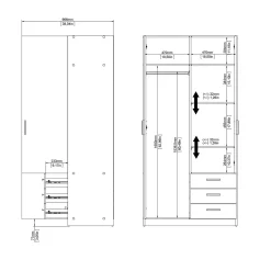 Guardaroba 2 ante Dscopon, 50x99 h200 cm,<Dmora Online