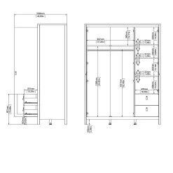 Guardaroba 3 ante Dselvagg, 58x150 h199 cm,<Dmora Flash Sale