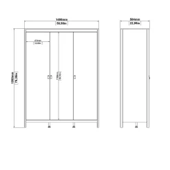 Guardaroba 3 ante Dsemiol, 58x150 h199 cm,<Dmora Clearance