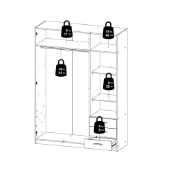 Guardaroba 3 ante Dsenk, 50x147 h200 cm,<Dmora Hot
