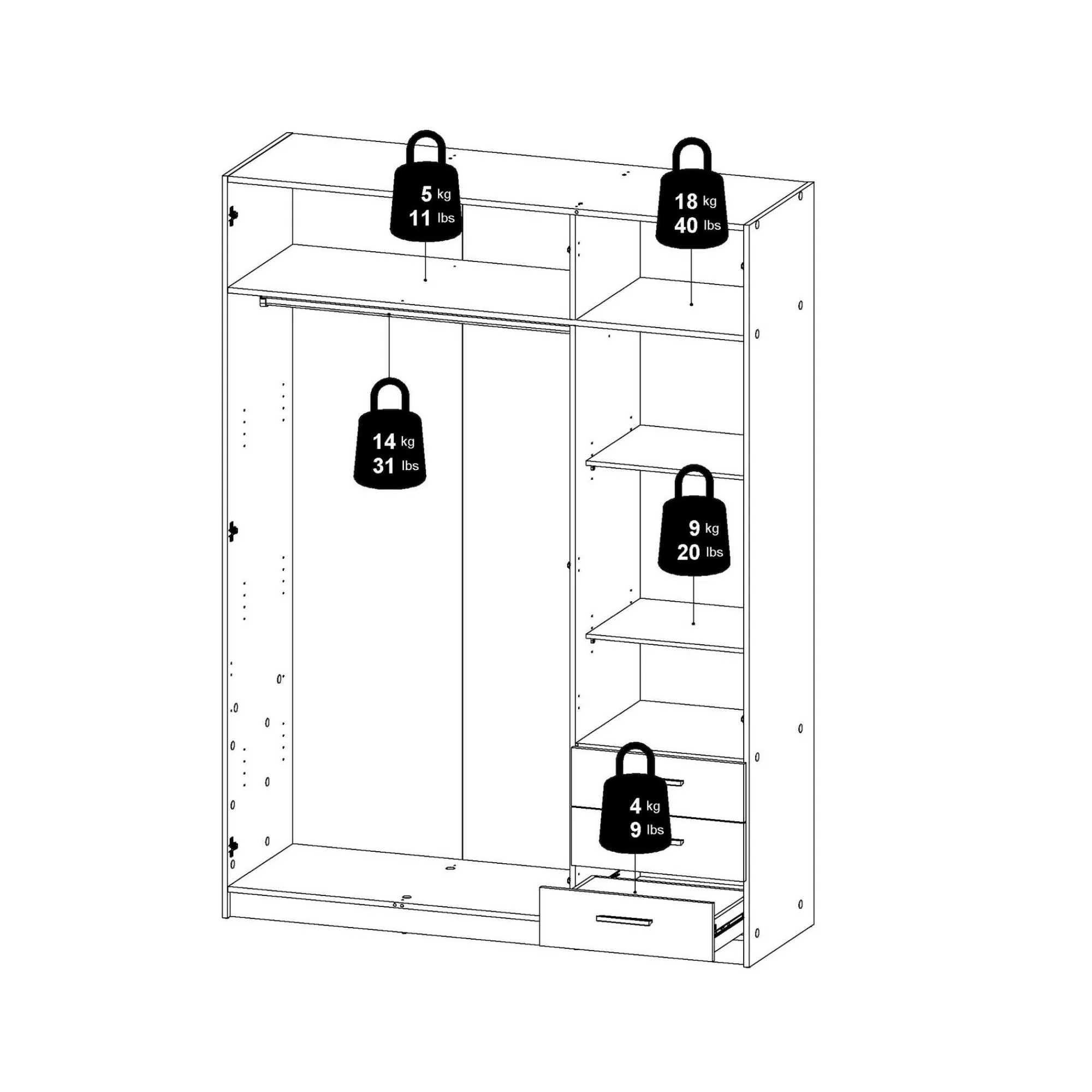 Guardaroba 3 ante Dsenk, 50x147 h200 cm,<Dmora Shop