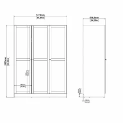 Guardaroba 3 ante Dsens, 62x147 h200 cm,<Dmora Online