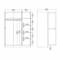 Guardaroba 3 ante Dsens, 62x147 h200 cm,<Dmora Online