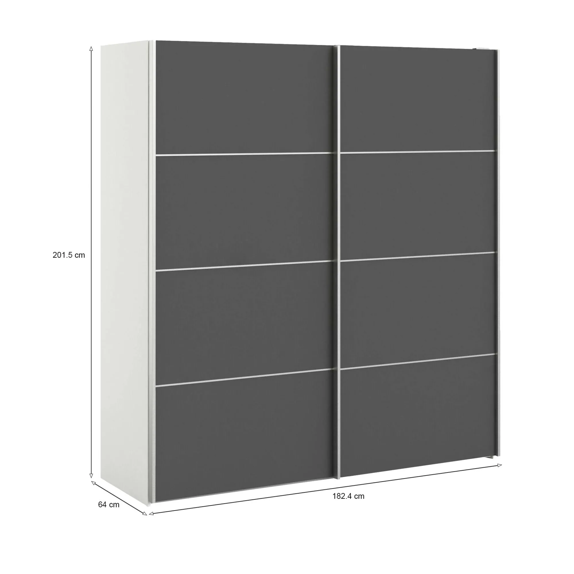Guardaroba 2 ante Dsoldan, 182x64 h202 cm, Bianco e Grigio<Dmora New