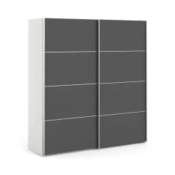 Guardaroba 2 ante Dsolig, 182x64 h202 cm, Bianco e Grigio<Dmora Cheap