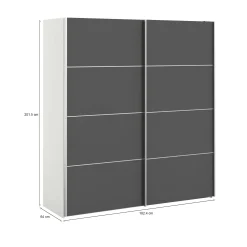 Guardaroba 2 ante Dsolig, 182x64 h202 cm, Bianco e Grigio<Dmora Cheap