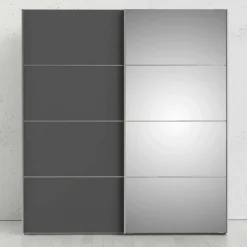 Guardaroba 2 ante Dsolin, 182x64 h202 cm, Bianco e Grigio<Dmora Hot