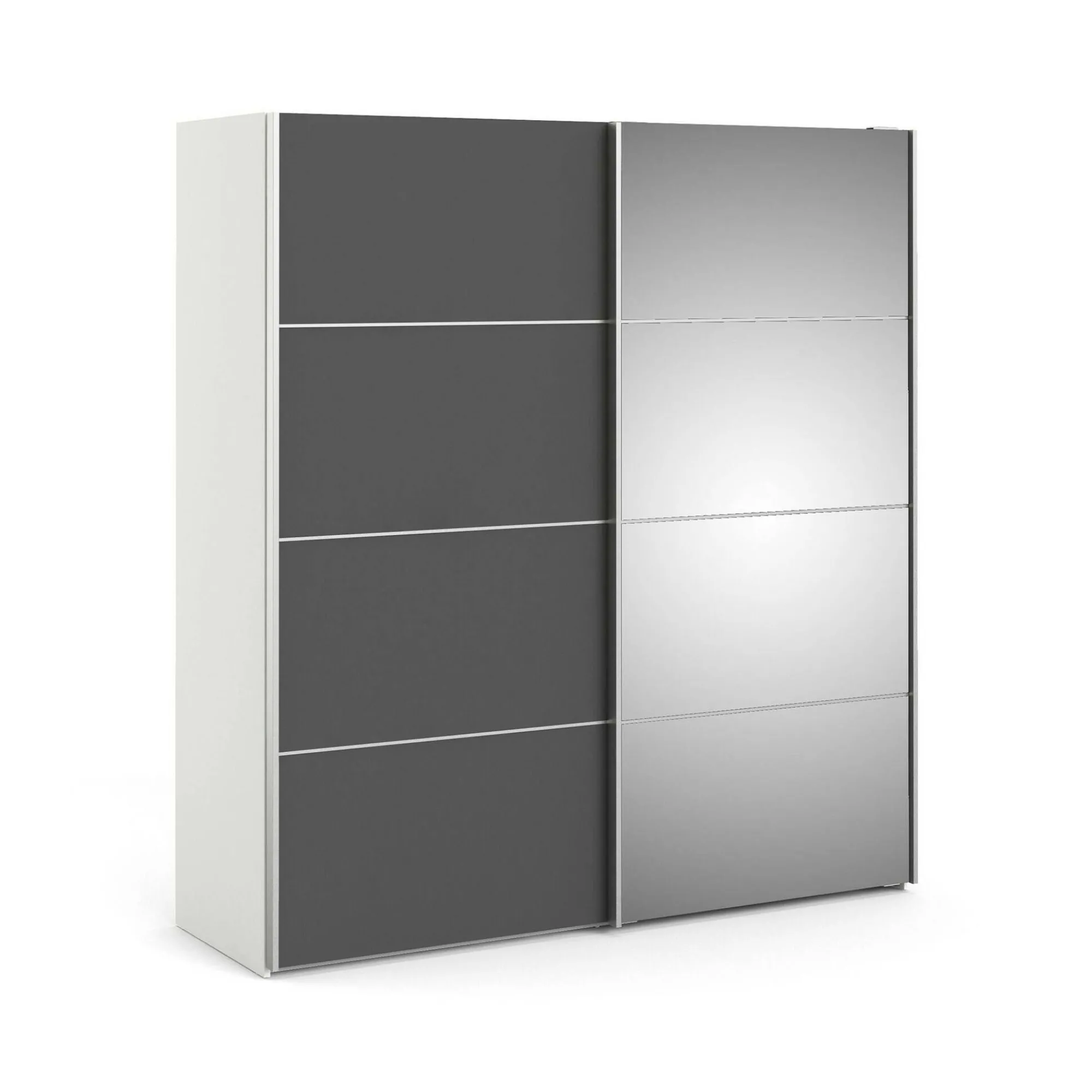 Guardaroba 2 ante Dsolin, 182x64 h202 cm, Bianco e Grigio<Dmora Hot