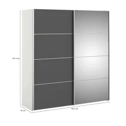 Guardaroba 2 ante Dsolin, 182x64 h202 cm, Bianco e Grigio<Dmora Hot