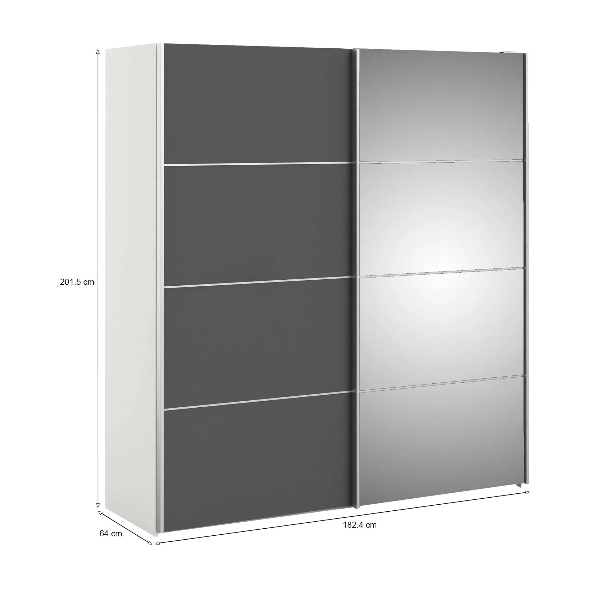 Guardaroba 2 ante Dsolin, 182x64 h202 cm, Bianco e Grigio<Dmora Hot