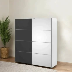 Guardaroba 2 ante Dsorb, 182x64 h202 cm, Bianco e Grigio<Dmora Flash Sale