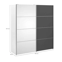 Guardaroba 2 ante Dsorb, 182x64 h202 cm, Bianco e Grigio<Dmora Flash Sale