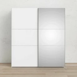 Guardaroba 2 ante Dsorbell, 196x68 h220 cm, Bianco e Grigio<Dmora Outlet