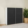 Guardaroba 2 ante Dspinos, 61x243 h220 cm, Bianco e Nero<Dmora Discount