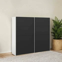 Guardaroba 2 ante Dspinos, 61x243 h220 cm, Bianco e Nero<Dmora Discount