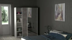 Guardaroba 2 ante Dspur, 61x150 h200 cm, Bianco e Grigio<Dmora Shop