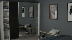 Guardaroba 2 ante Dstabil, 61x243 h220 cm, Bianco e Nero<Dmora Shop