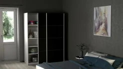 Guardaroba 2 ante Dstang, 61x150 h200 cm, Bianco e Nero<Dmora Clearance